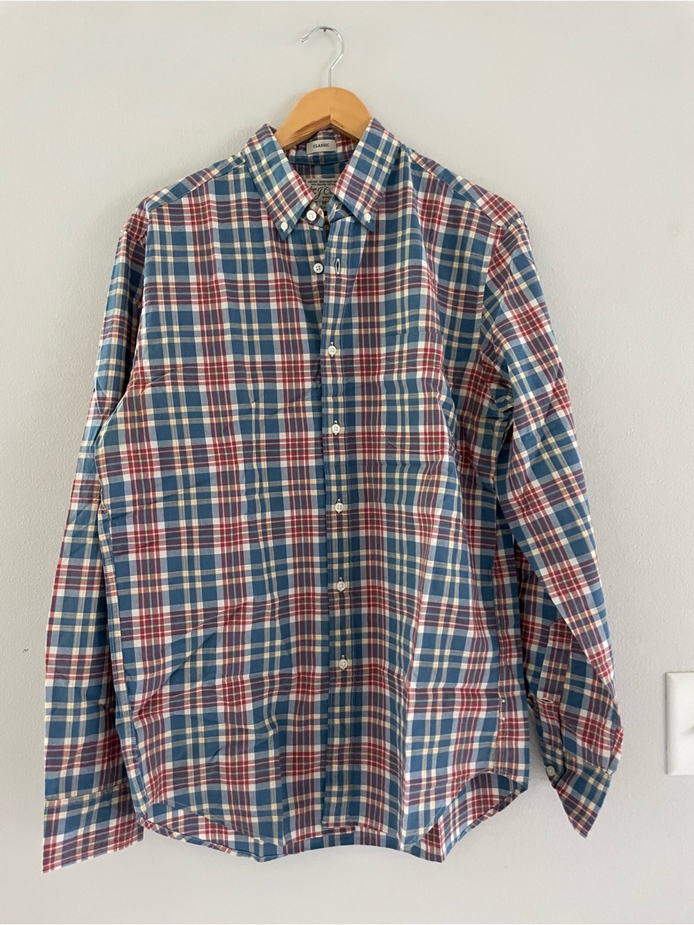 J. Crew Red, Blue & Cream Plaid Button-Down Shirt